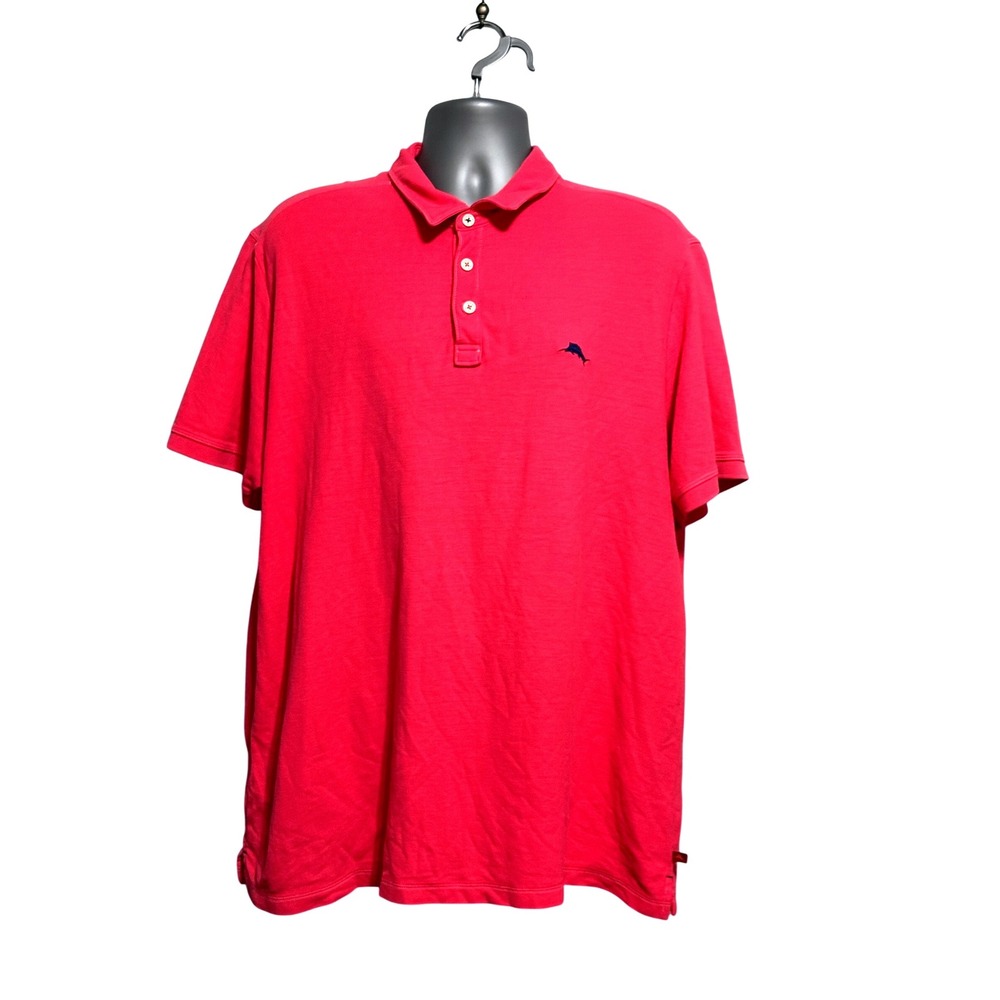 Tommy Bahama IslandZone Mens XXL Red Pima Cotton Blend Short Sleeve Polo Shirt